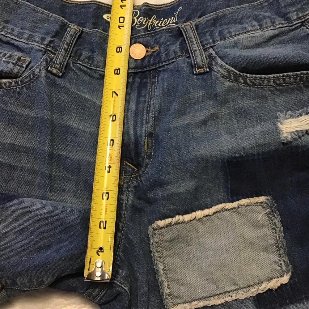 Old Navy Boyfriend Jean Shorts.  Patches, Distressed, Relaxed Fit.Sz 2 - Picture 4 of 8